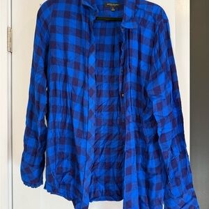 Banana Republic Blue and Black Checkered Shirt